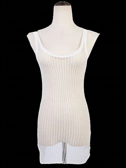 NEW By Malene Birger White Mesh Dress XS Sleeveless Scoop Neck