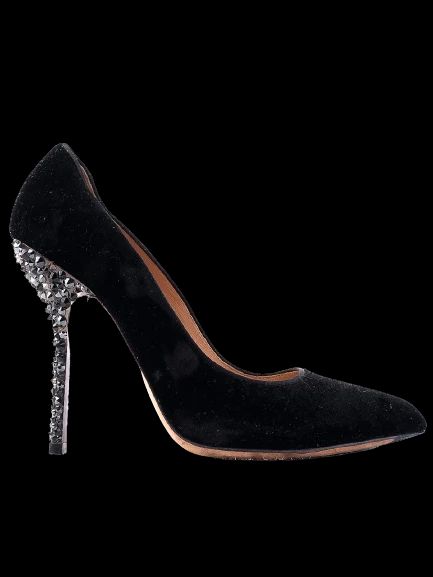 Excellent Ballin Black Genuine Suede High-Heeled Shoes