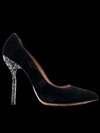 Excellent Ballin Black Genuine Suede High-Heeled Shoes