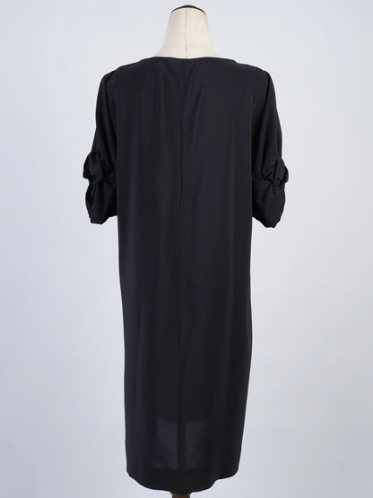 Excellent Cos Blue Silk Dress Size L with Gathered Sleeves