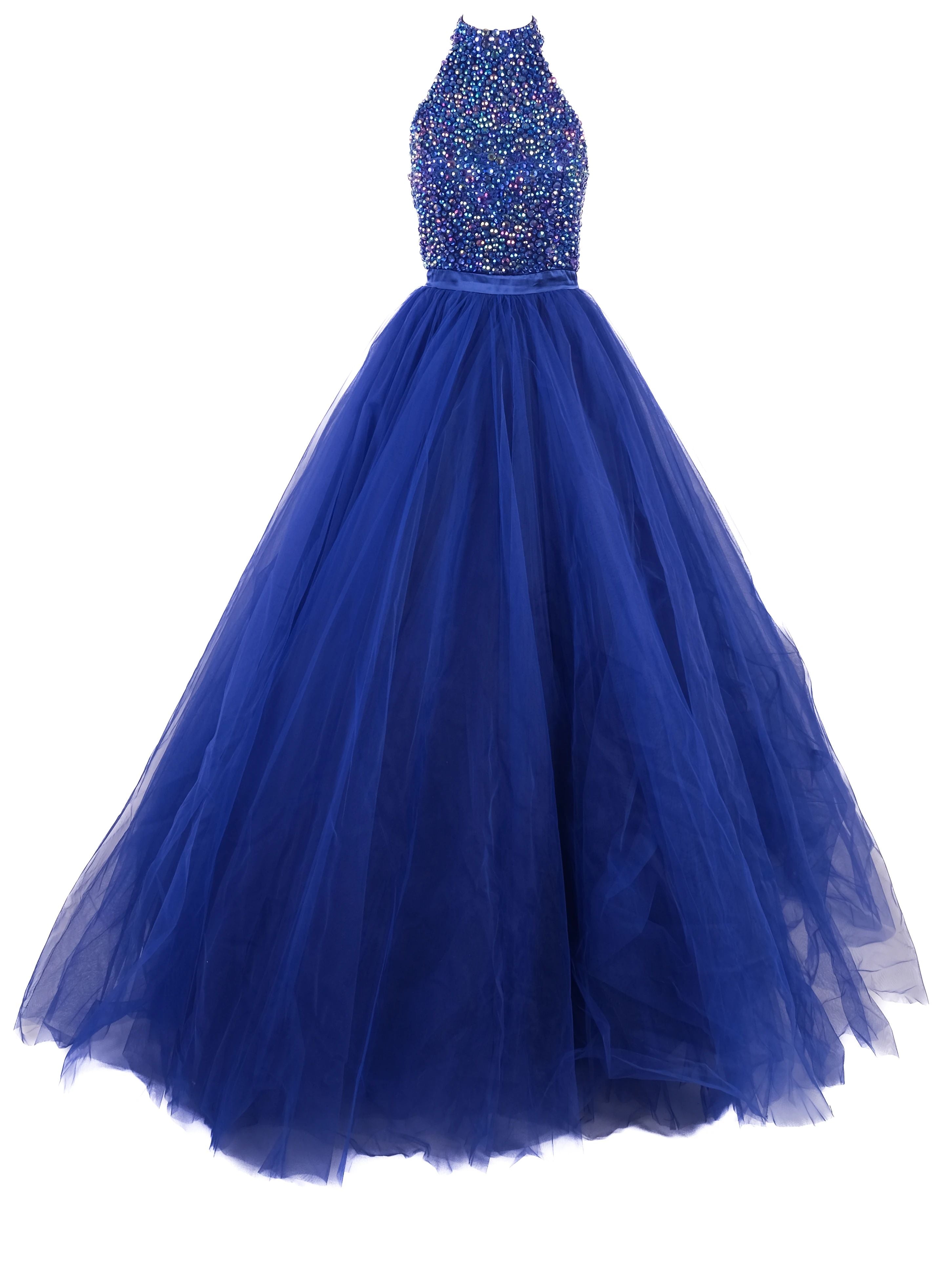 Perfect Sherri Hill Blue Ball Gown Size M with Beaded Bodice