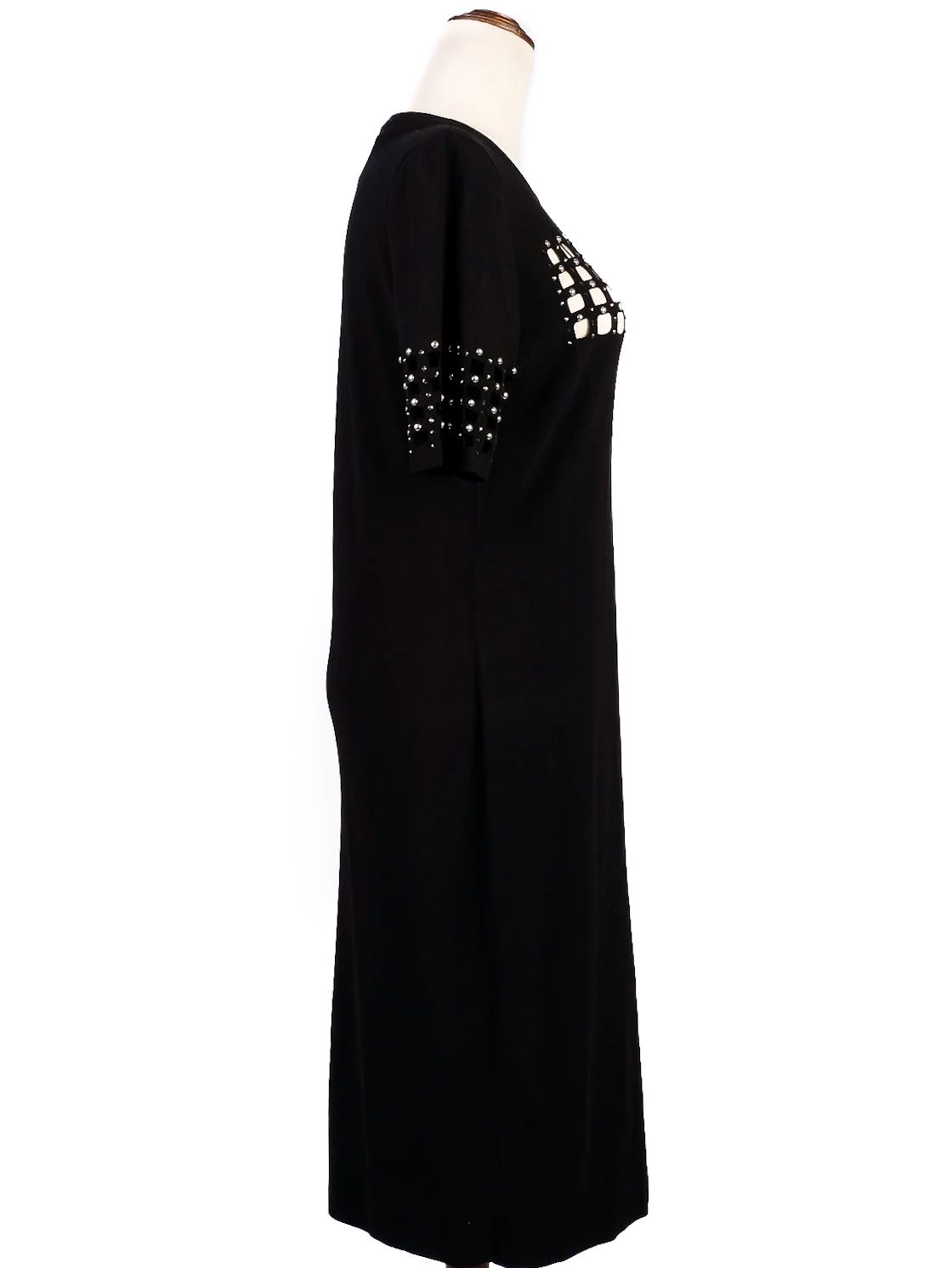 Excellent Versace Black Viscose Dress with Geometric Cut-Outs