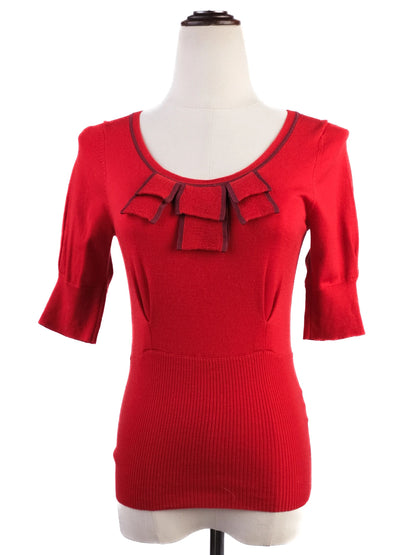 Excellent Karen Millen Red Wool Sweater Size XS with Zipper Detail