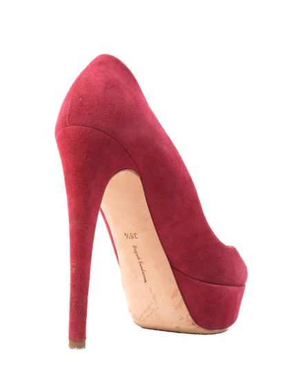 Excellent Rupert Sanderson Red Genuine Suede High-Heeled Pumps Size 38.5
