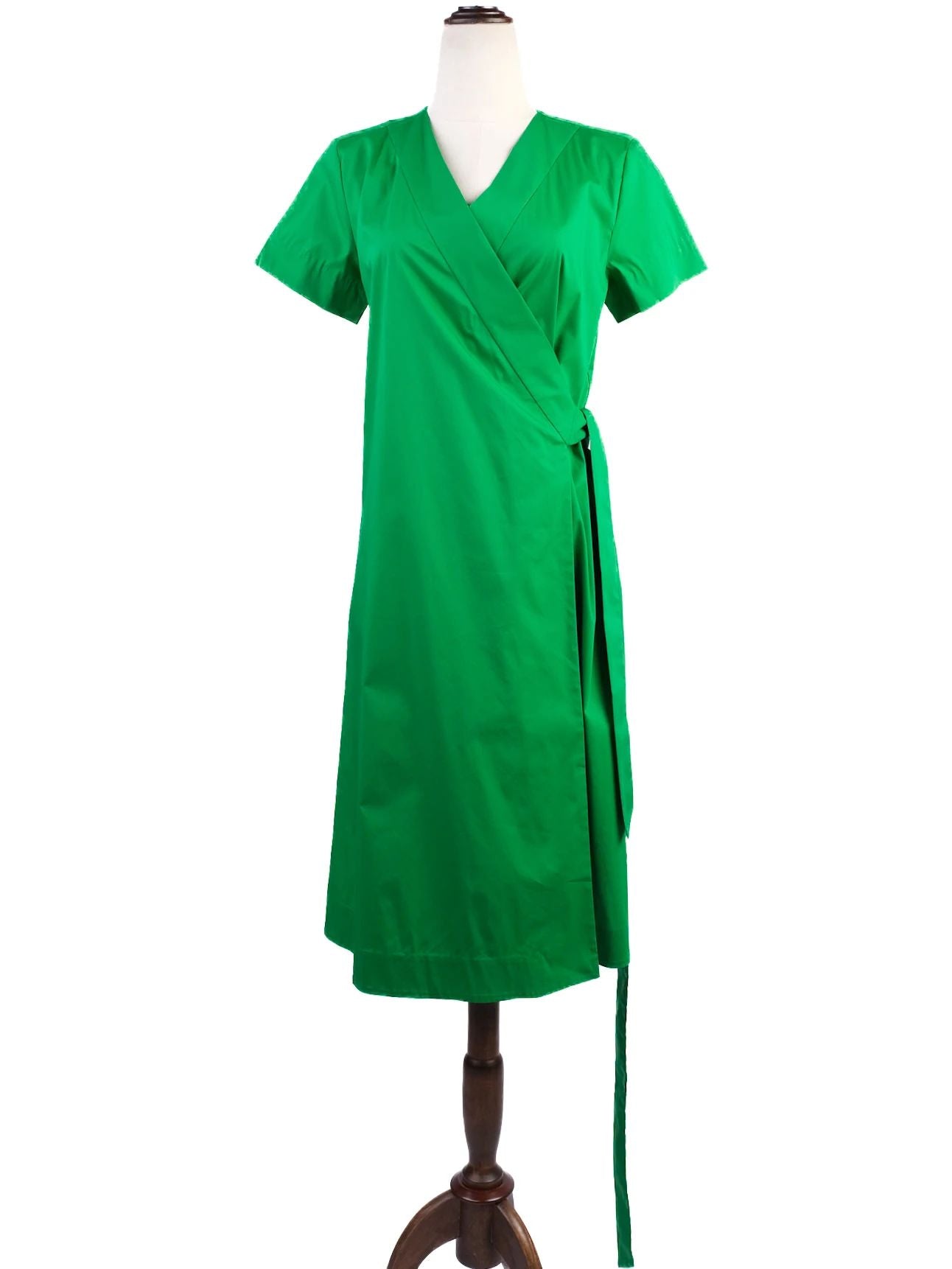 Excellent COS Green Nylon Wrap Dress Size XS with Tie Waist