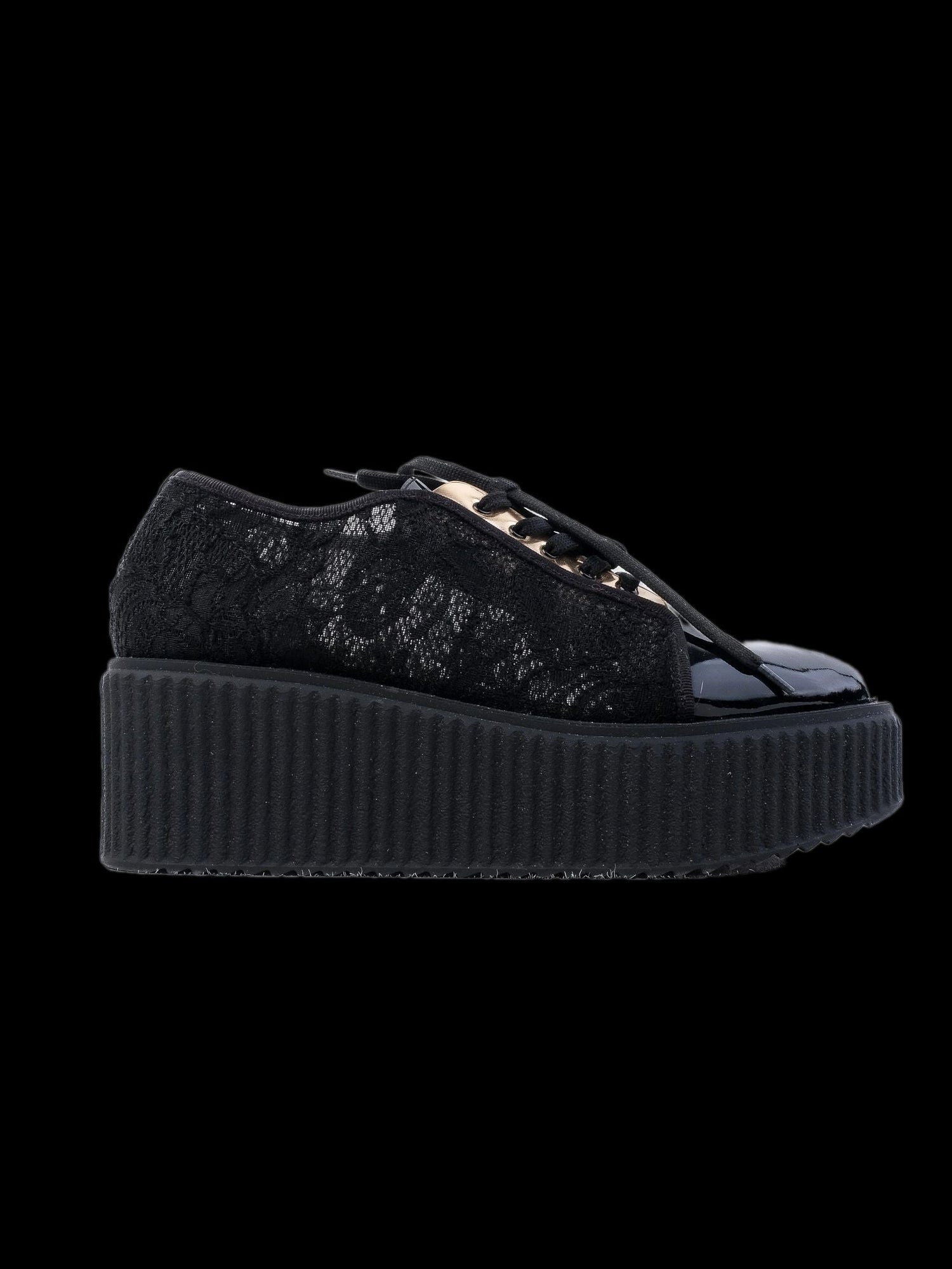 NEW Giorgio Fabiani Black Textile Platform Shoes Size 35