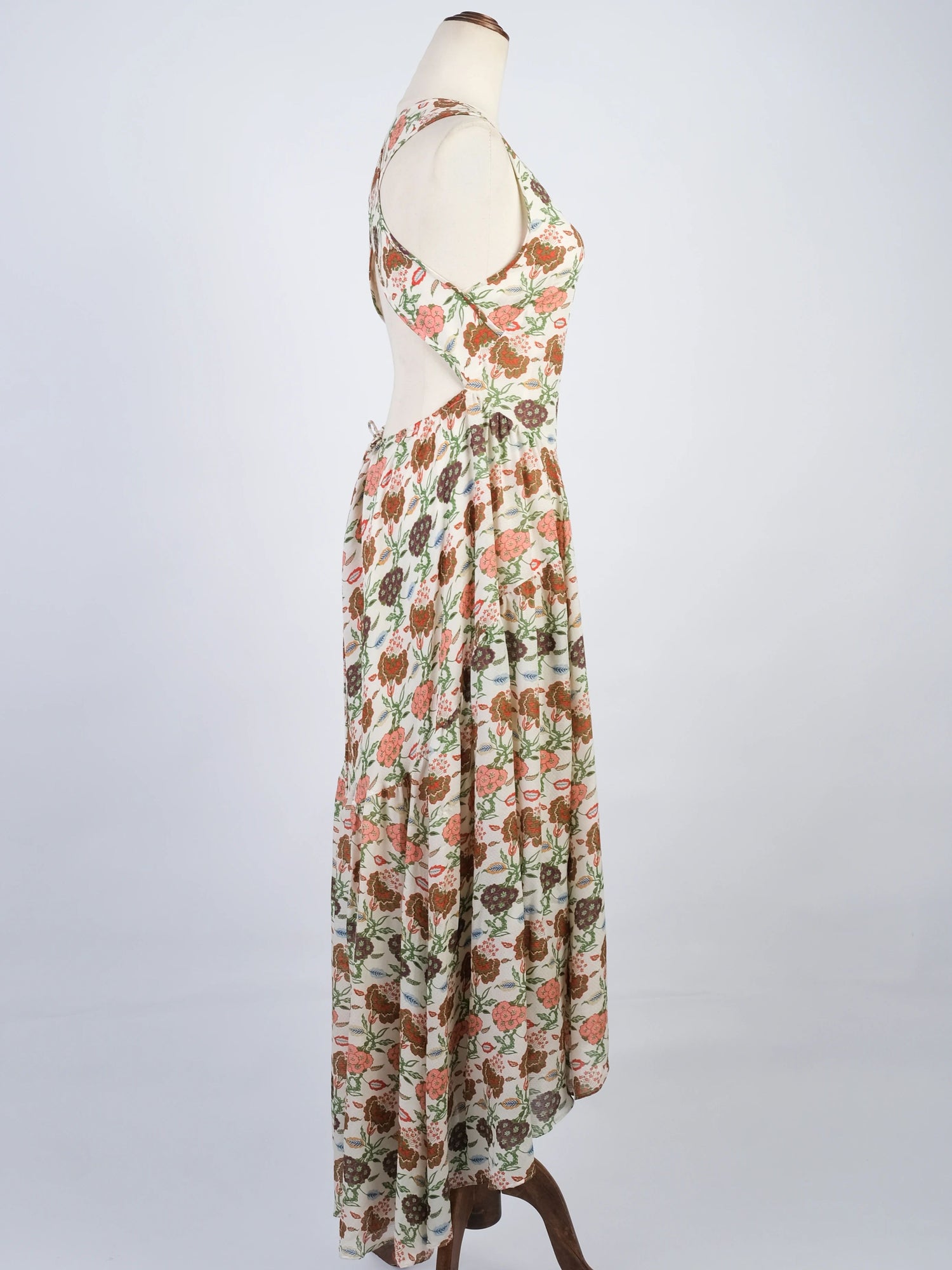 Tory Burch Floral Maxi Dress Silk Sleeveless Size S Excellent