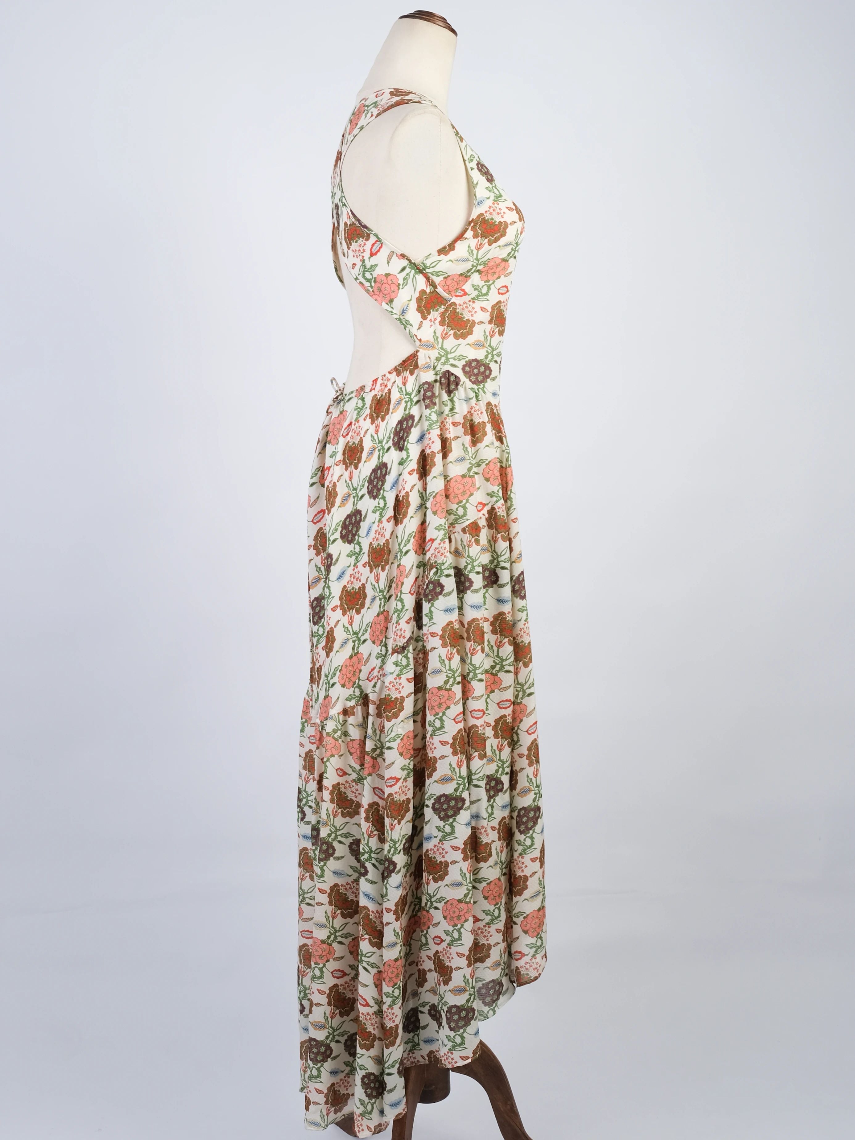 Tory Burch Floral Maxi Dress Silk Sleeveless Size S Excellent