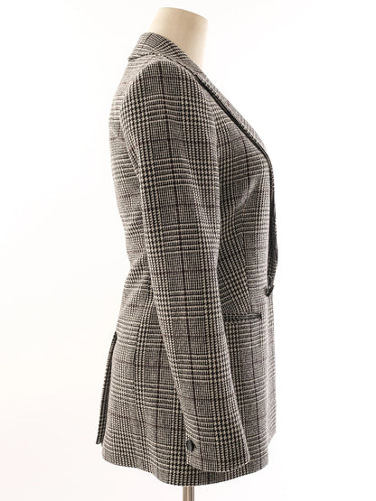 Excellent Reiss Wool Gray Plaid Blazer Double-Breasted Size XXS