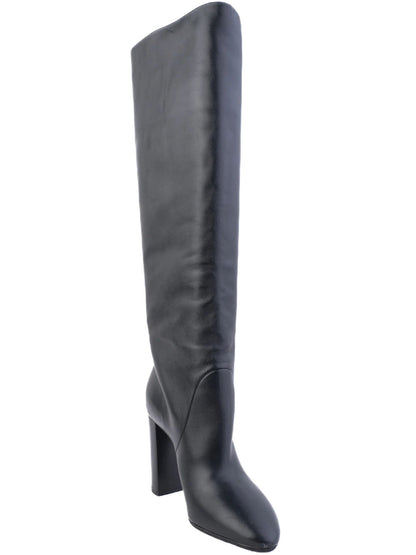 Excellent Saint Laurent Black Leather Knee-High High-Heels Size 36