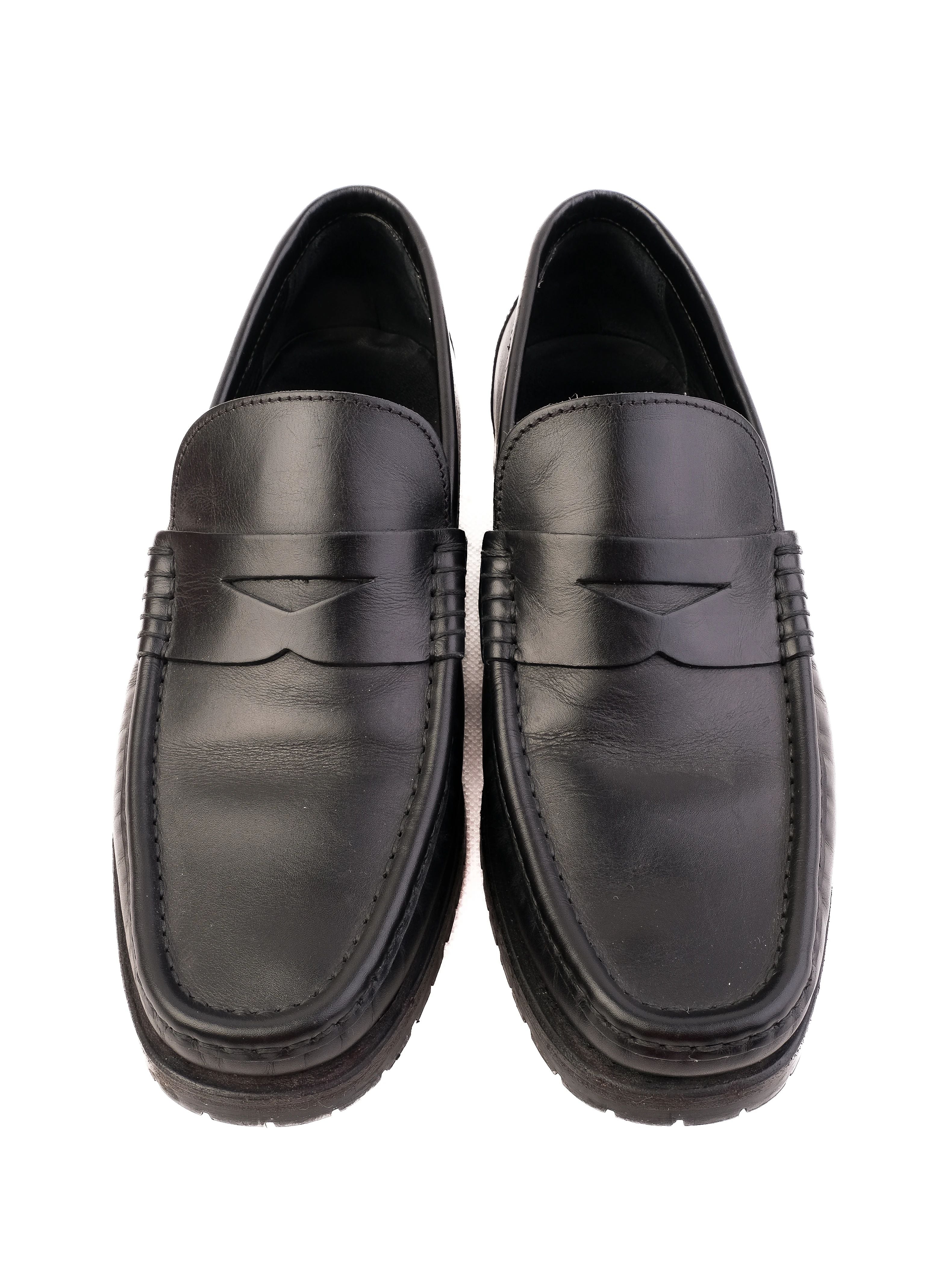 Excellent A.Testoni Black Leather Loafers Size 40 for Men