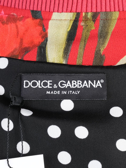 Excellent Dolce Gabbana Red Floral Bomber Jacket Size S