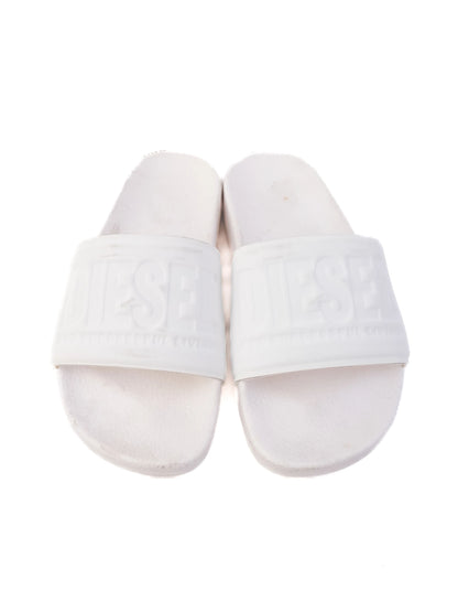Excellent Diesel White Slide Sandals Women&