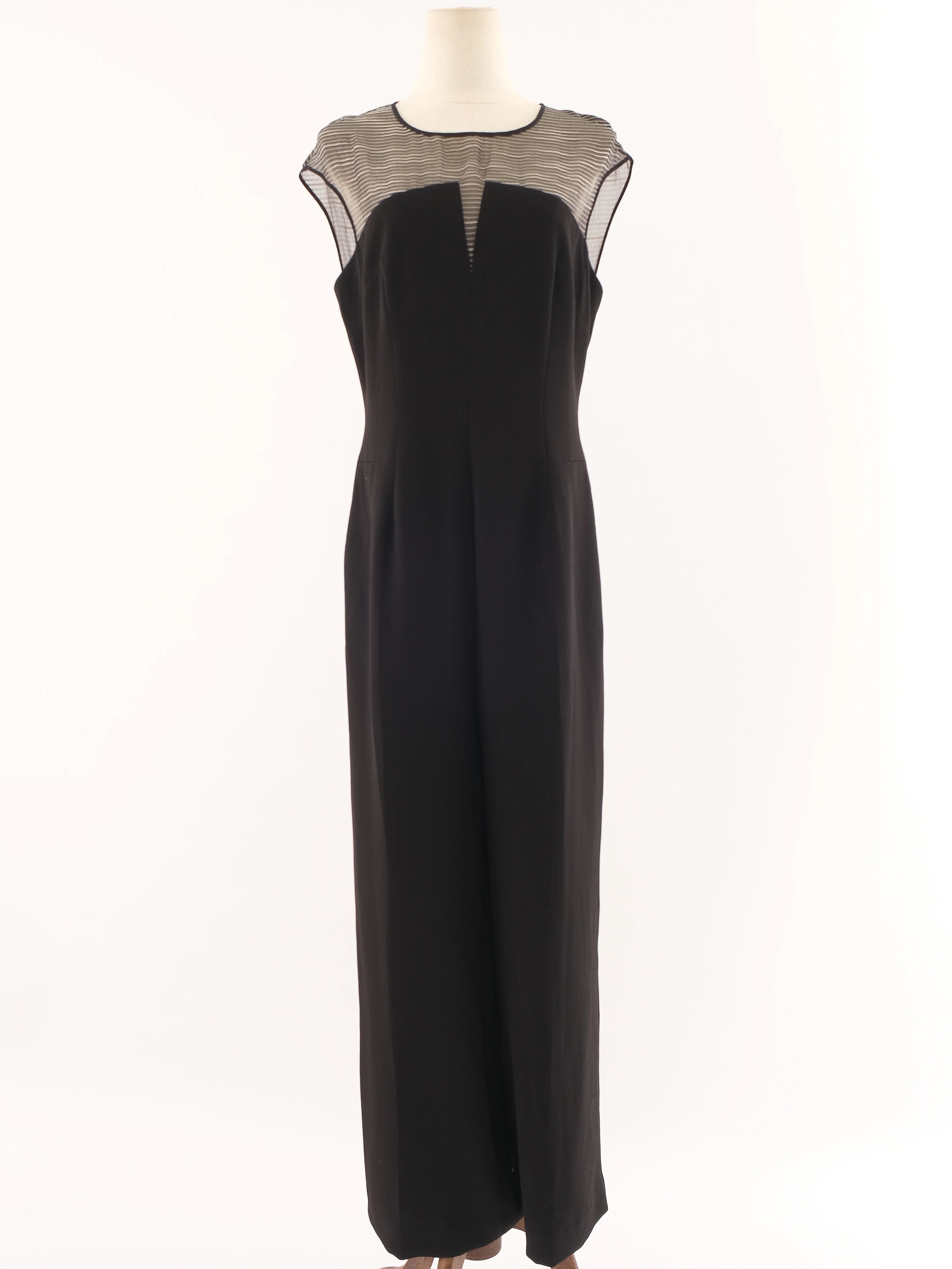 Karen Millen Black Sleeveless Jumpsuit XL with Sheer Detail