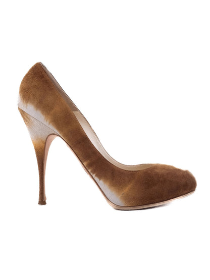 Excellent Brian Atwood Orange Suede High-Heeled Pumps Size 41