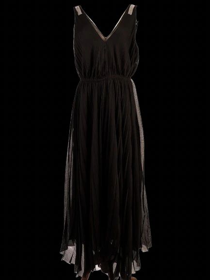 Excellent Fabiana Filippi Black Sleeveless Dress V-Neck Size N/A