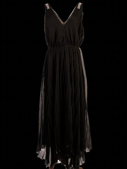 Excellent Fabiana Filippi Black Sleeveless Dress V-Neck Size N/A