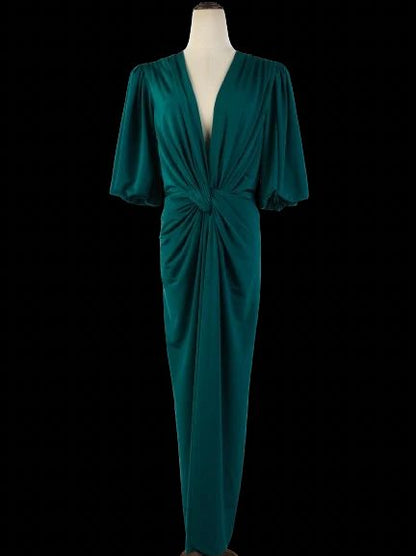NEW Green Teal Dress Women Polyester Deep V-Neck Size M