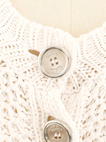 Excellent Burberry White Crochet Cardigan Size S Women&