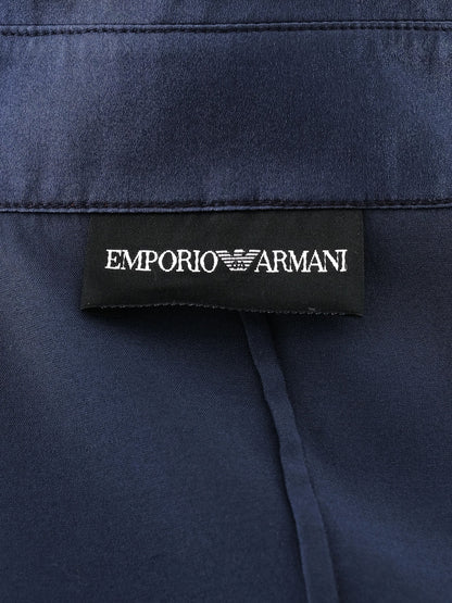 Excellent Emporio Armani Blue Silk Long-Sleeved Shirt Size M