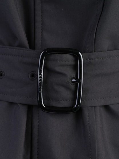 Excellent Burberry Black Polyester Trench Coat Size S