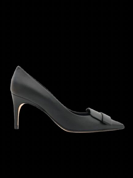 NEW Sergio Rossi Black Leather High Heel Shoes Size 36.5