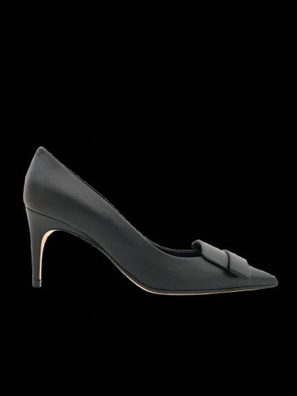 NEW Sergio Rossi Black Leather High Heel Shoes Size 36.5