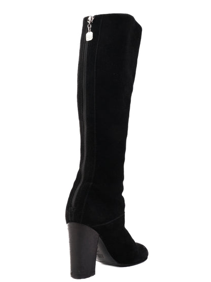 Excellent SI Rossi Black Genuine Suede Knee-High Boots Size 38