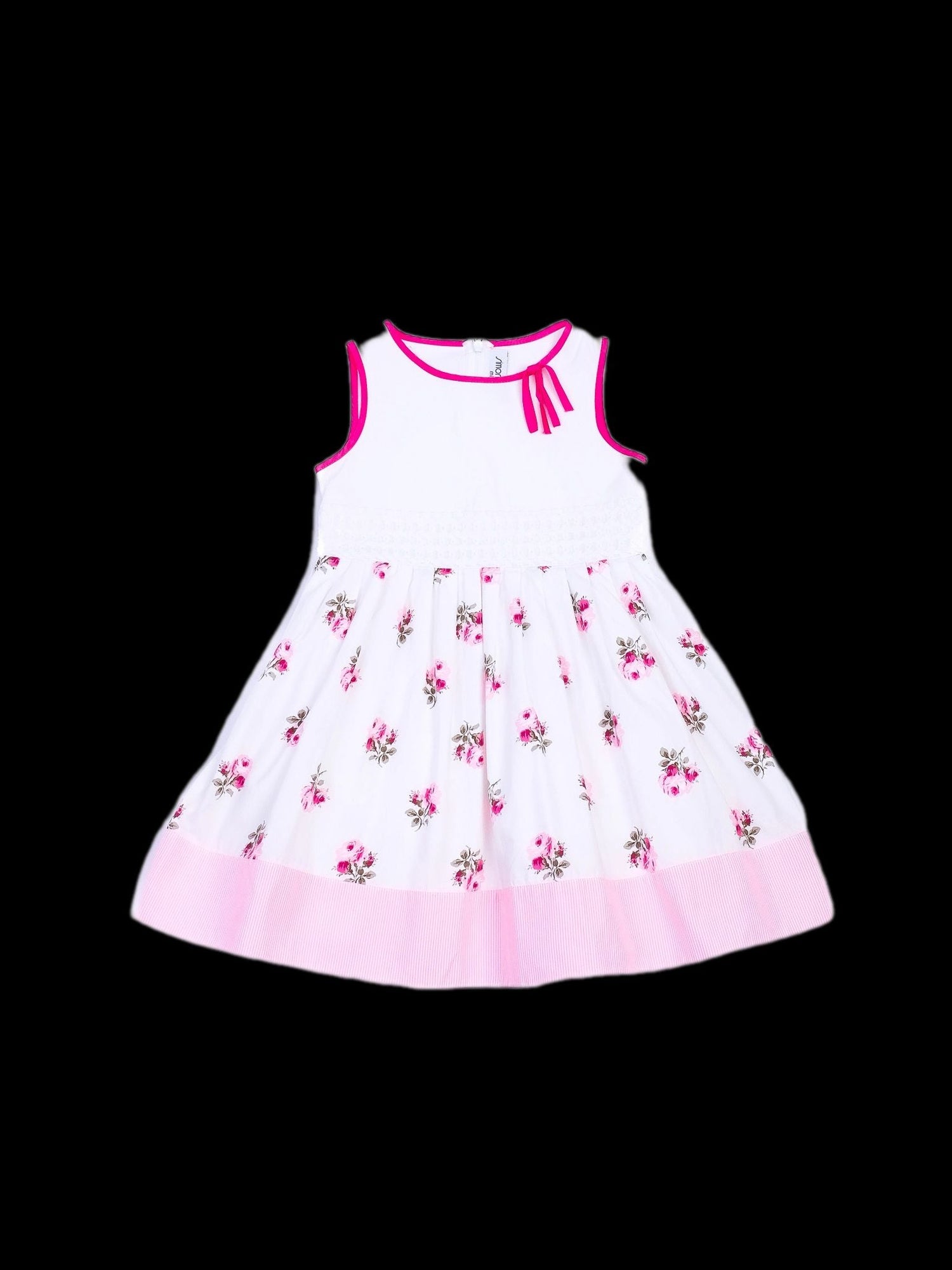 Simonetta White Cotton Floral Dress Size 4 for Kids - Excellent Condition