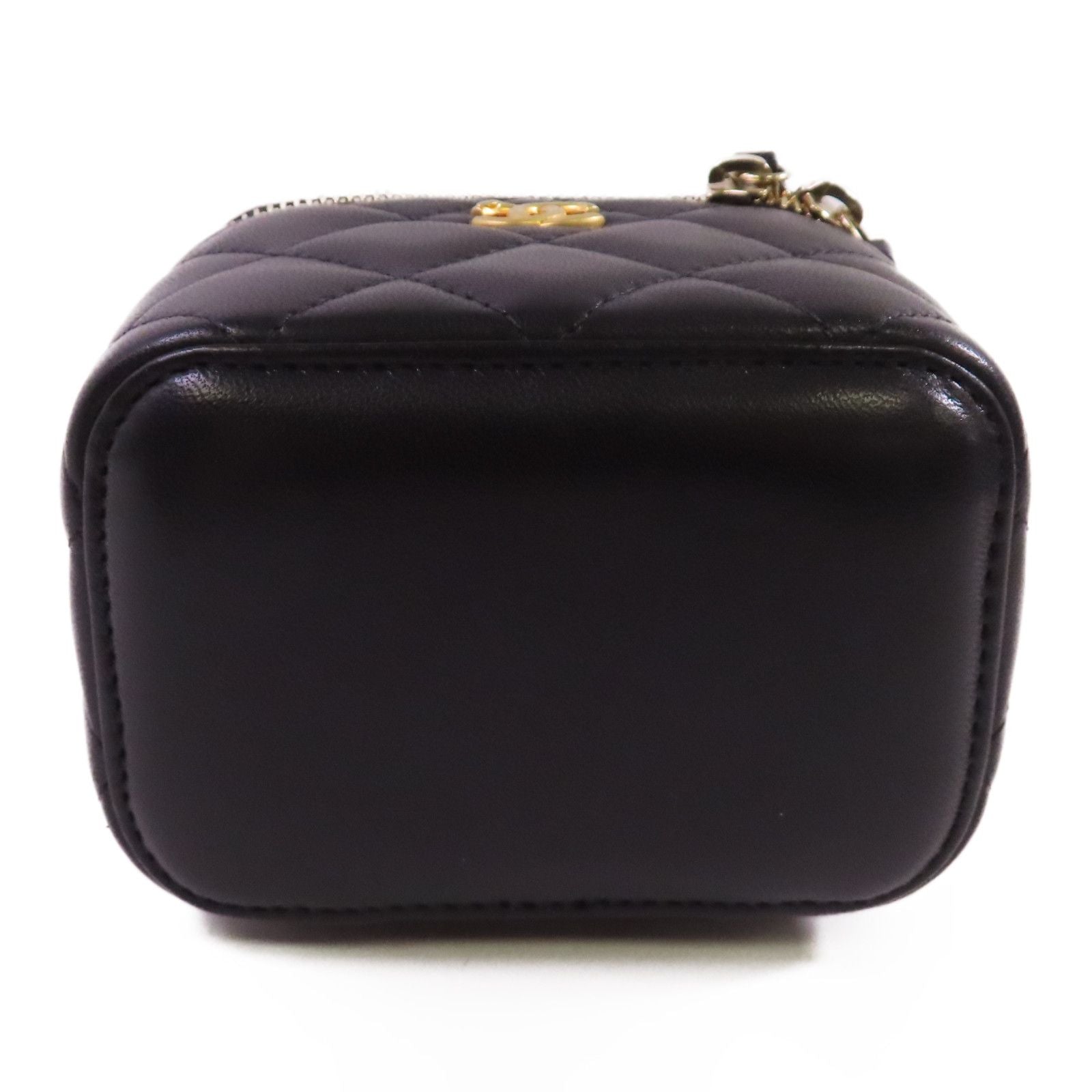 Chanel Black Sheepskin Leather Mini Vanity Case Shoulder Bag Lambskin (sheep Leather)