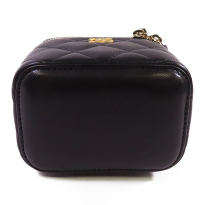 Chanel Black Sheepskin Leather Mini Vanity Case Shoulder Bag Lambskin (sheep Leather)
