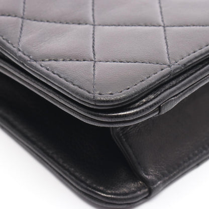 Chanel Black Matelasse Full Flap Shoulder Bag Lambskin (sheep Leather) A 03568