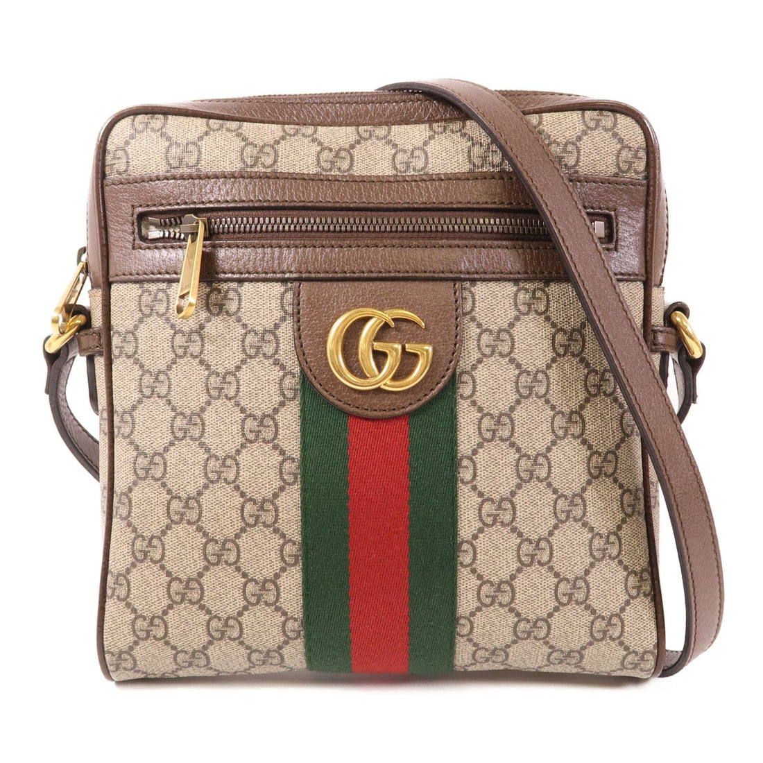 Gucci Painted Canvas Supreme Ophidia Small Messenger Golden Shoulder Bag Brown Pvc Coated Canvas 54792