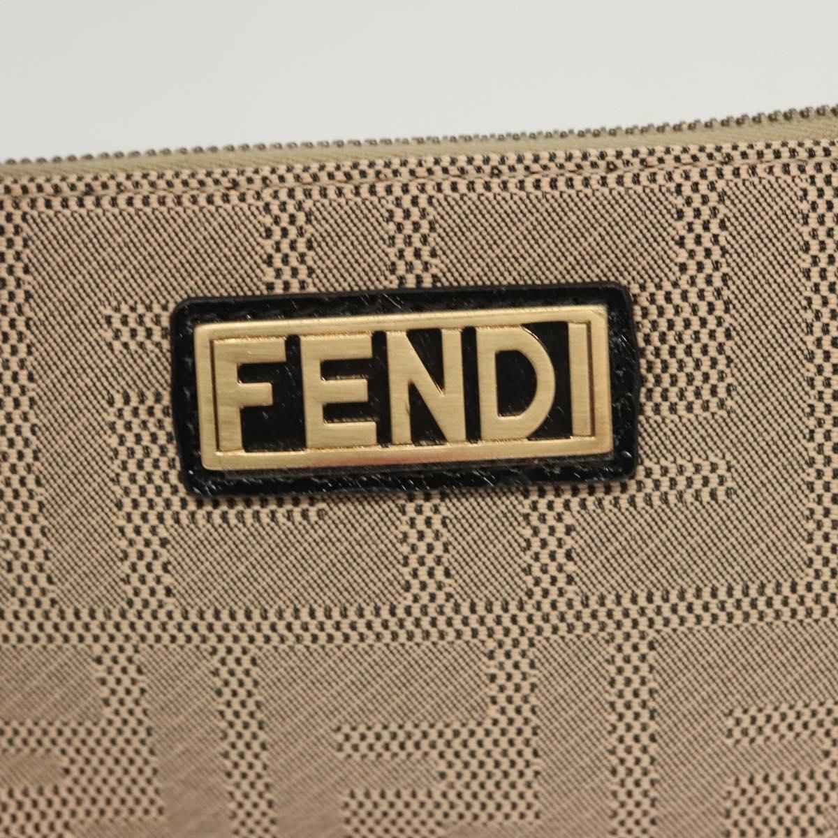 Fendi Zucca Canvas Accessory Pouch Beige Gold Auth