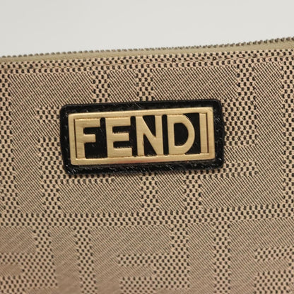 Fendi Zucca Canvas Accessory Pouch Beige Gold Auth
