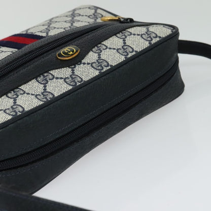 Gucci Gg Supreme Sherry Line Shoulder Bag Pvc Navy Gold 98 02 004 Auth