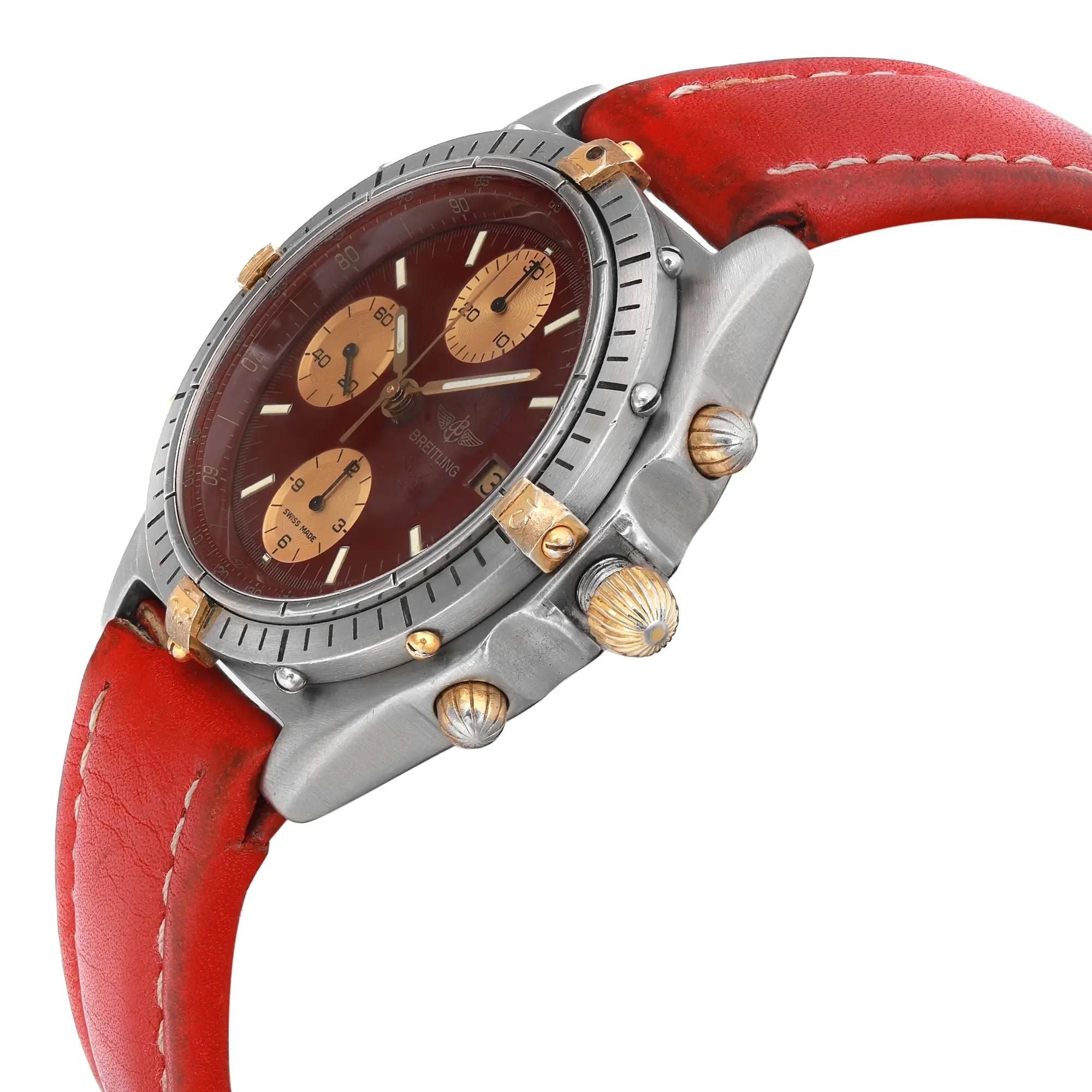 Breitling Chronomat 41 Steel Burgundy Dial Automatic Men Watch 81950