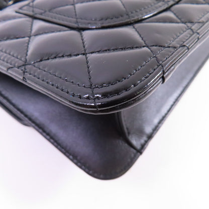 Chanel Black Cowhide Leather Mini Flat Chain Shoulder Bag Hand-handed Shoulder Bag 2way Shoulder Bag Calfskin (cow