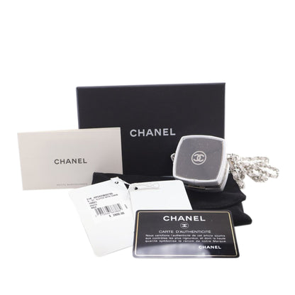 Chanel Patent Goatskin Make-up Box Clutch With Chain White