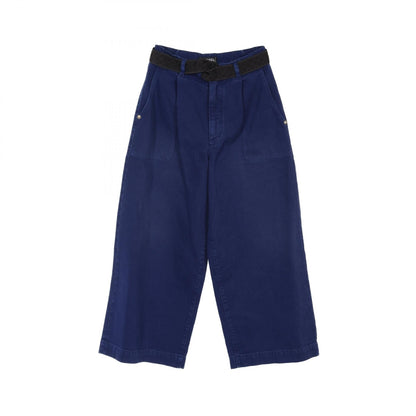 Chanel Navy With Matelasse Ribbon Denim Pants Cotton P 58416v 44378