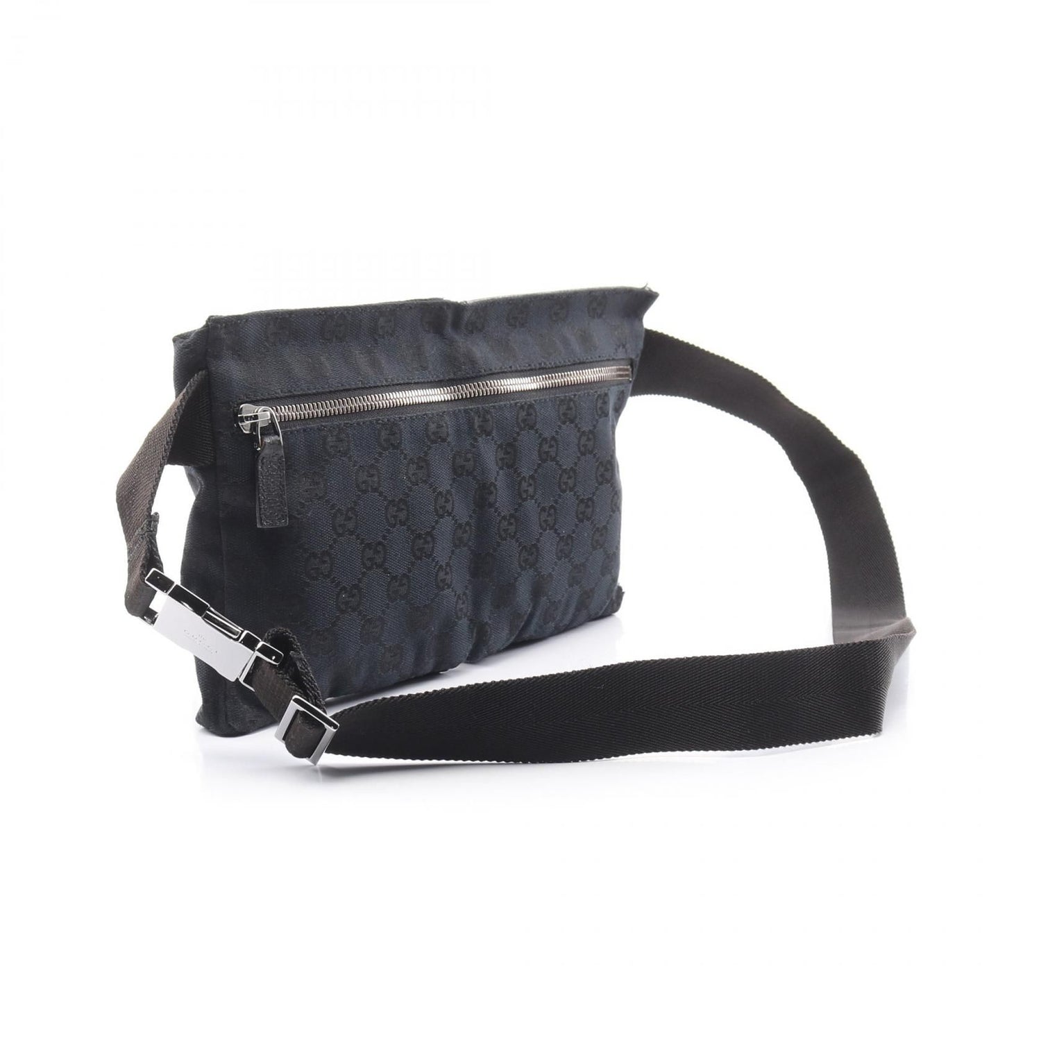 Gucci GG Monogram Double Pocket Belt Bag Black
