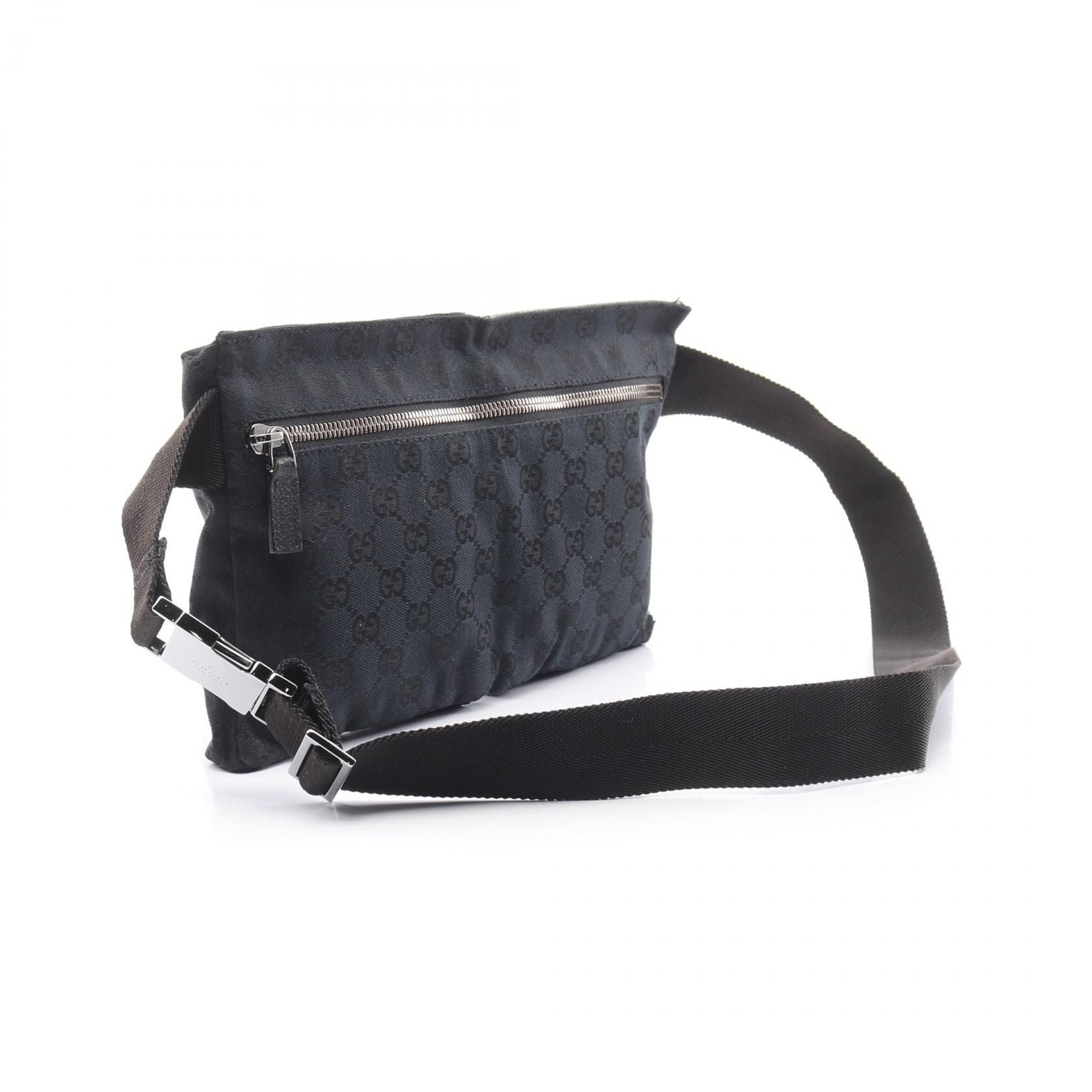 Gucci GG Monogram Double Pocket Belt Bag Black