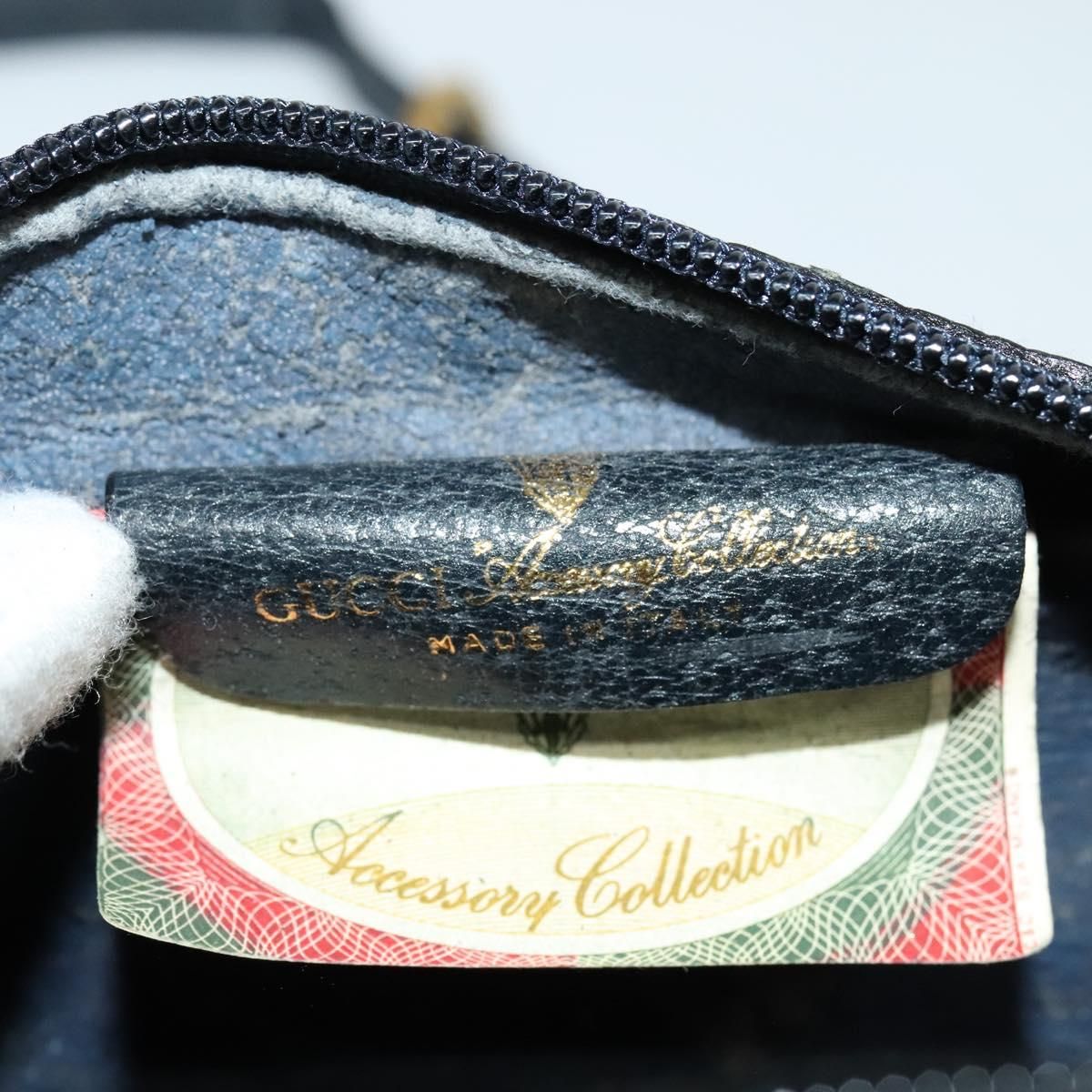 Gucci Gg Supreme Sherry Line Shoulder Bag Pvc Navy Gold 98 02 004 Auth