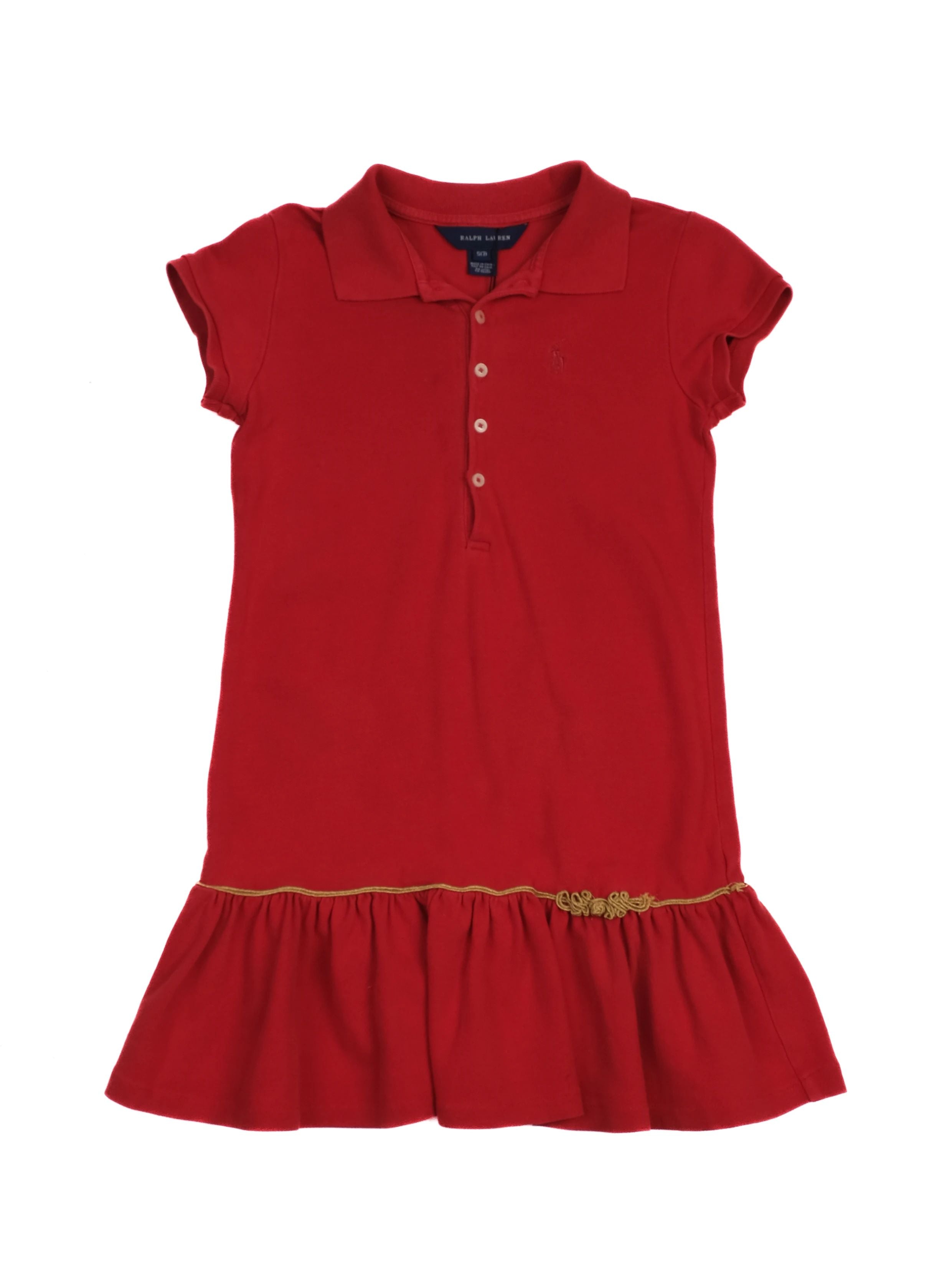 Excellent Ralph Lauren Red Dress Kids Size 7 with Gold Detailing