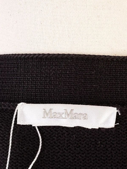 Excellent Max Mara Black Wool Cardigan Size S with Heart Pattern