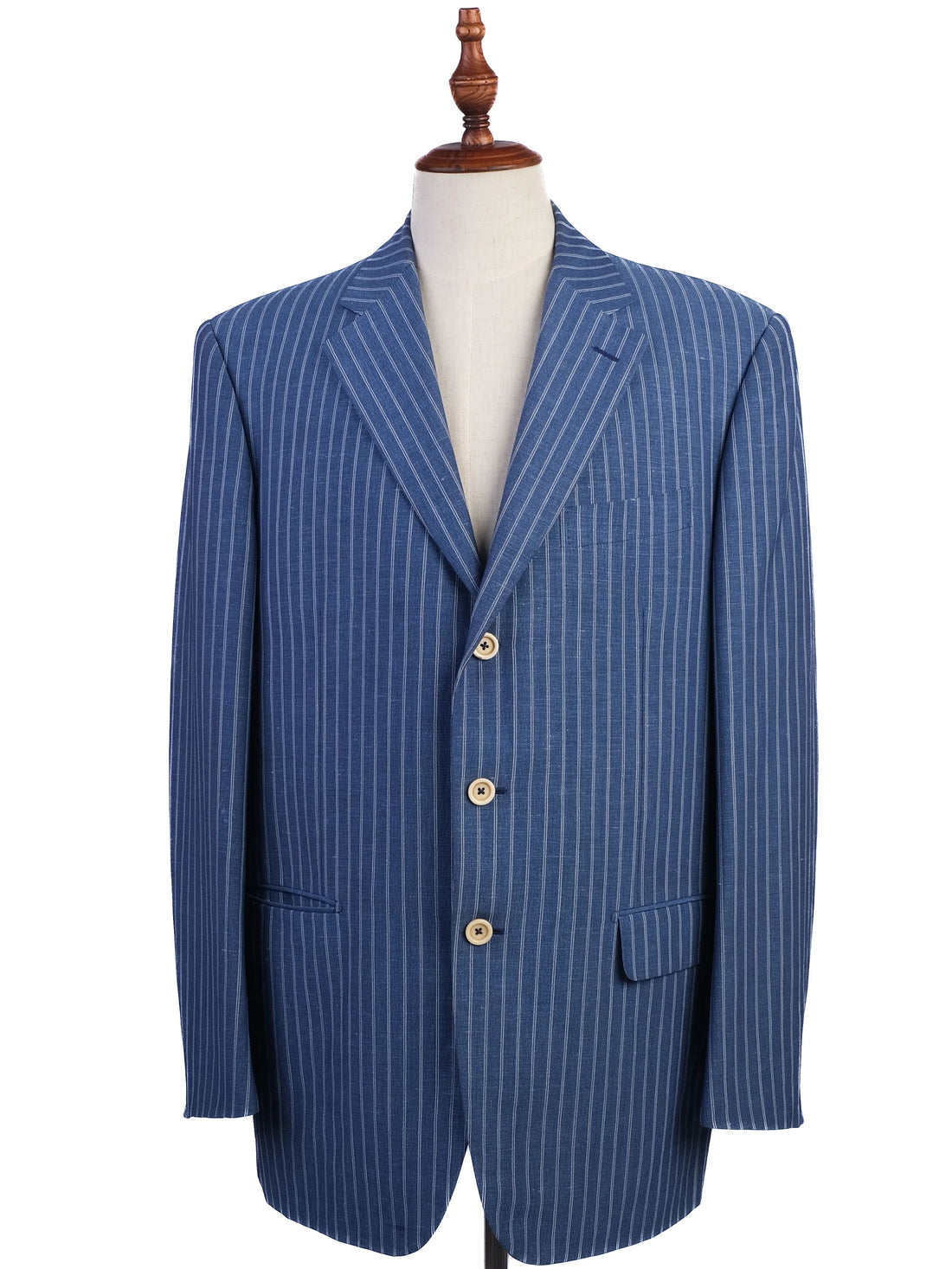 Excellent Pal Zileri Blue Wool Suit Jacket Size XXL Pinstripe