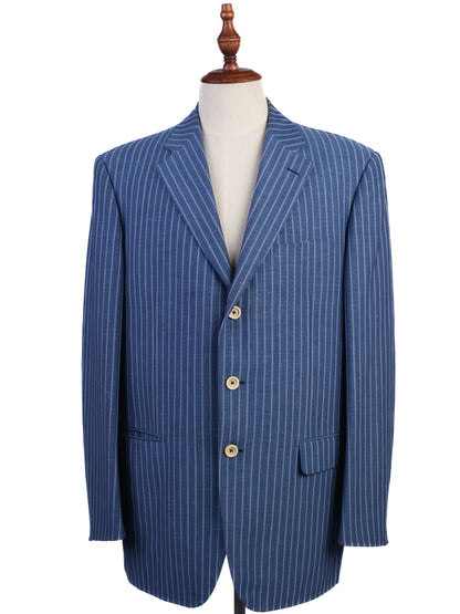 Excellent Pal Zileri Blue Wool Suit Jacket Size XXL Pinstripe