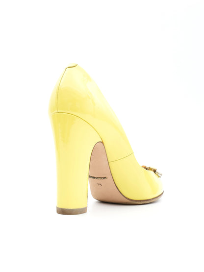 Excellent Dolce Gabbana Yellow Leather High-Heeled Shoes