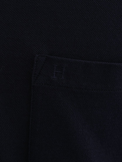 Excellent Hermes Blue Polo Shirt Cotton Size L Double Stripe