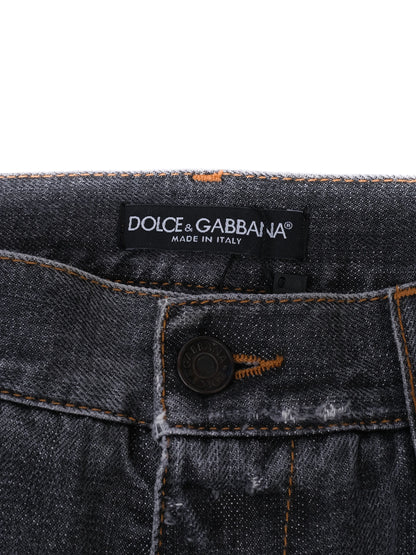 Excellent Dolce Gabbana Dark Gray Distressed Denim Jeans Men